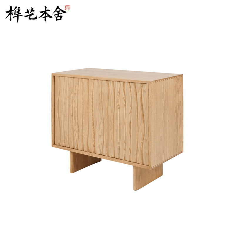 意式极简轻奢实木床头柜