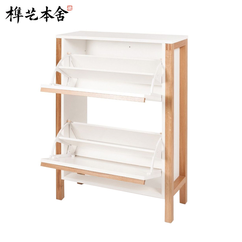 榫艺本舍/意式极简设计客厅玄关实木双层收纳NORTHGATE两扇门鞋柜