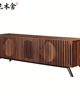 榫艺本舍/北欧创意轻奢大平层 Oskar sideboard 实木条纹格餐边柜