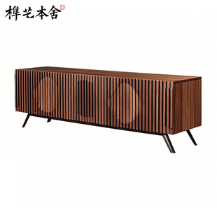 榫艺本舍/北欧创意轻奢大平层 Oskar sideboard 实木条纹格餐边柜