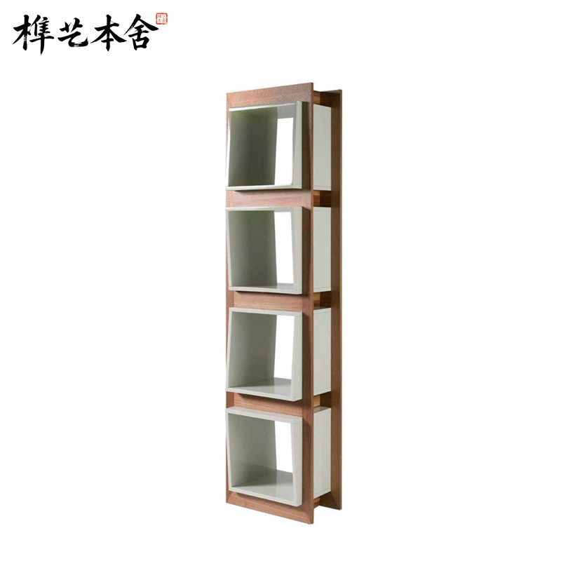 榫艺本舍/北欧极简设计客厅落地实木置物收纳架设计 3027书房书架