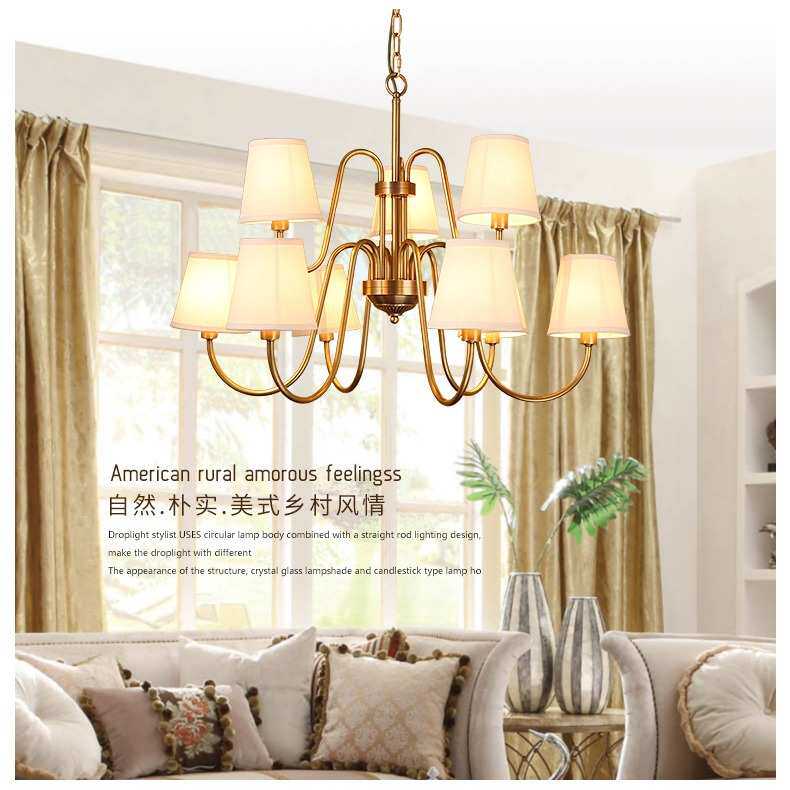 美式乡村全铜吊灯欧式客厅灯九头双层大厅吊灯楼梯间铜灯简欧灯具