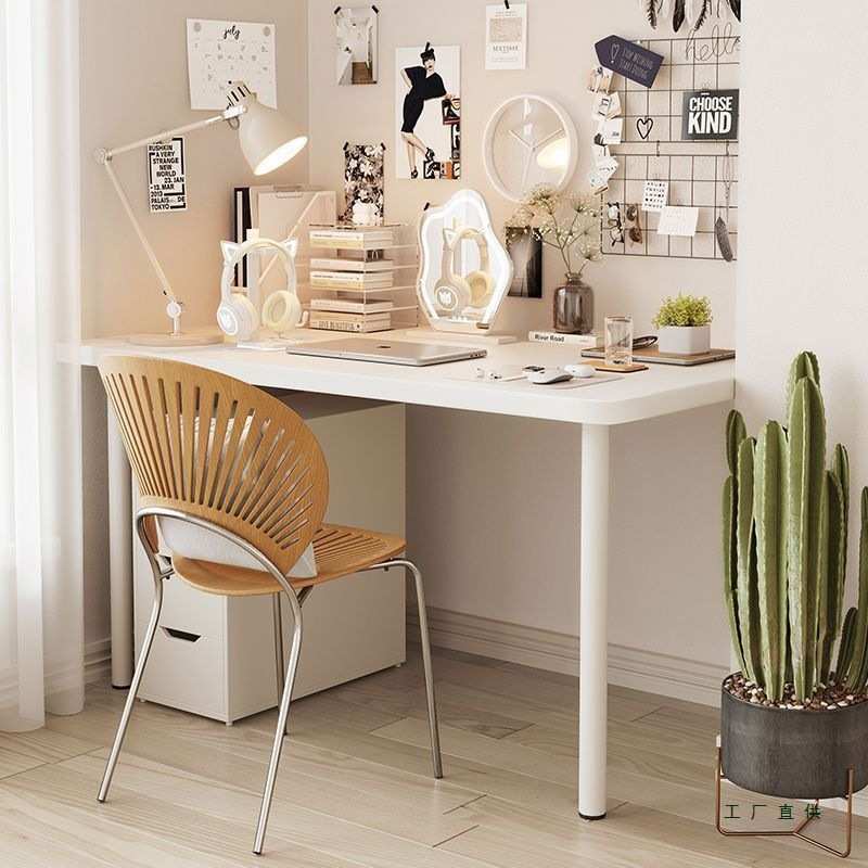 家用电脑桌学习简易书桌写字台桌子出租屋租房卧室办公桌圆角白桌