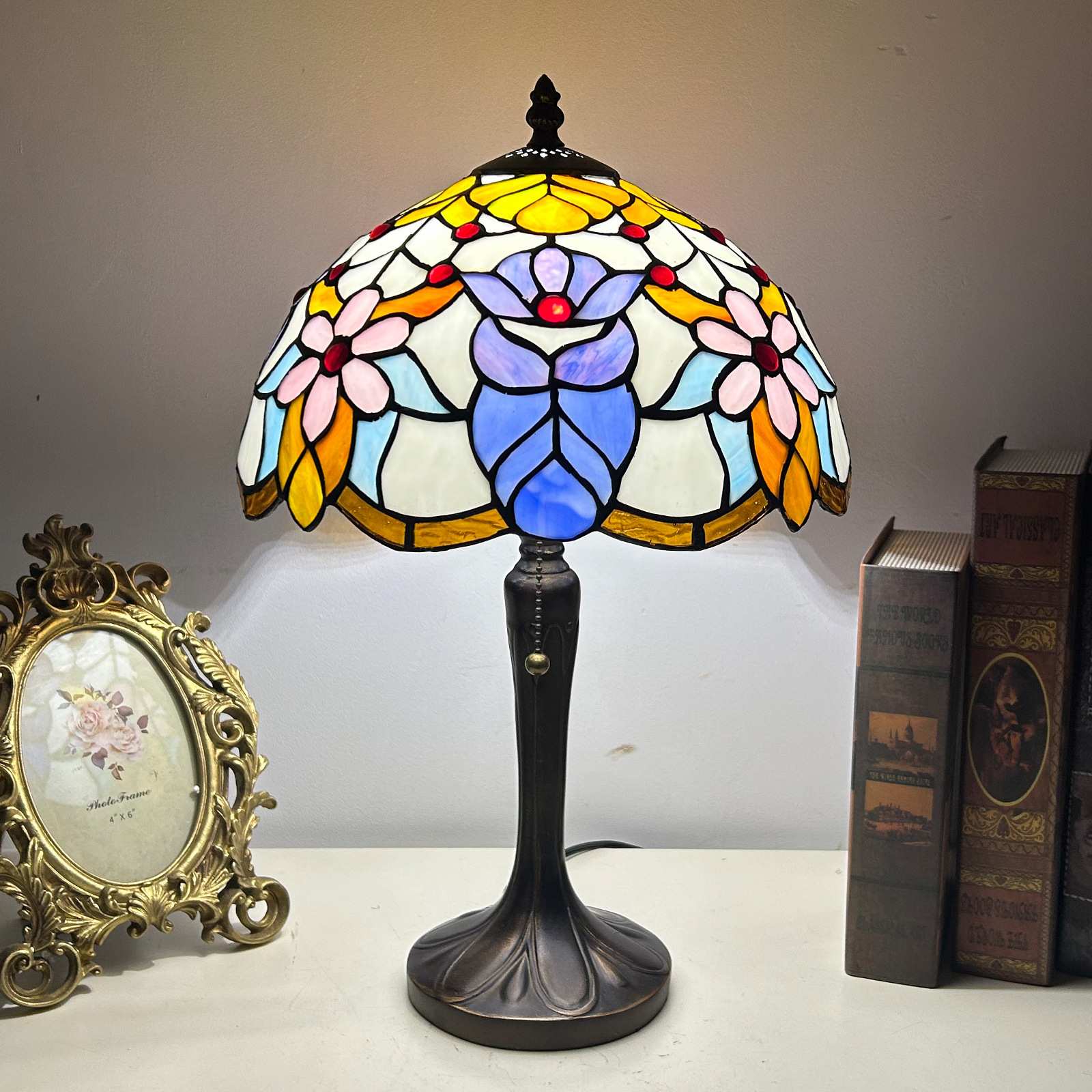 汇璟蒂凡尼彩色玻璃复古灯饰欧式台灯树脂高档酒店床头灯书桌台灯