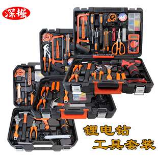 家用组合工具手电钻12v 锂电钻综合工具箱套装 21V锂电钻五金组套