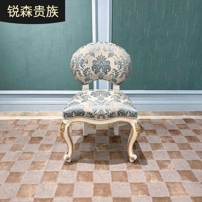 法式梳妆凳欧式布艺化妆凳宫廷实木奢华卧室新古典绣花妆凳