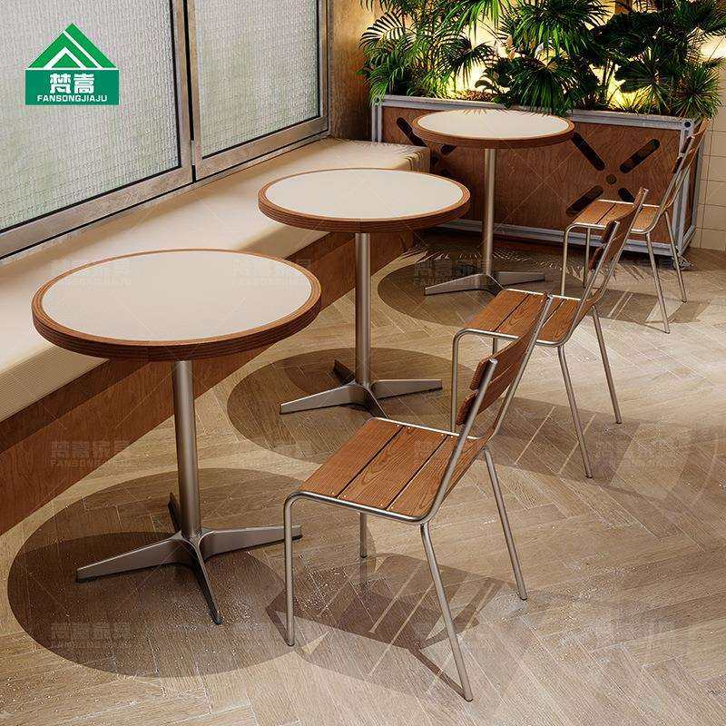 韩系轻食西餐厅桌椅组合现代简约奶茶咖啡店小圆桌椅简餐厅餐桌椅
