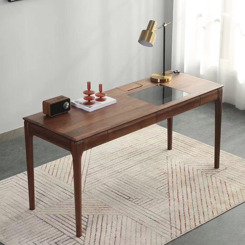 北欧简约实木黑胡桃木书桌现代日式樱桃木电脑桌书房办公桌写字台