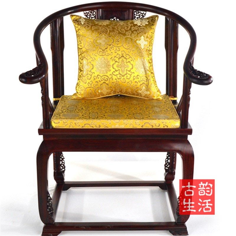 传统圈椅实木椅子垫防滑透气四季垫定做中式绸缎椰V棕海绵沙发坐