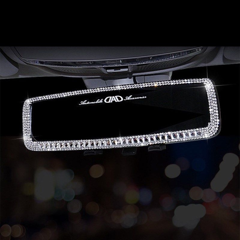 镶钻汽车后e视镜装饰创意可爱水钻车载车内倒车镜套流苏毛毛挂件