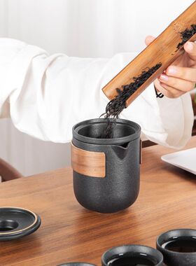 陶瓷旅行b快客功夫茶具户外玻璃一壶二四杯车载便携泡茶壶随身套