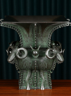 纯铜四羊方尊摆件青铜鼎仿古青铜器中式办公室客厅Y开业乔迁礼品