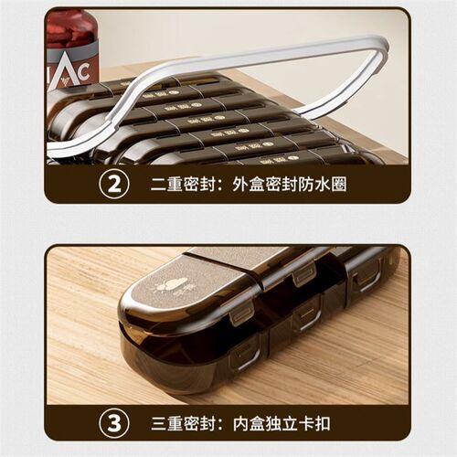 药盒一周七天便携一日三餐避光随身E大容量密封分药器药品分装盒