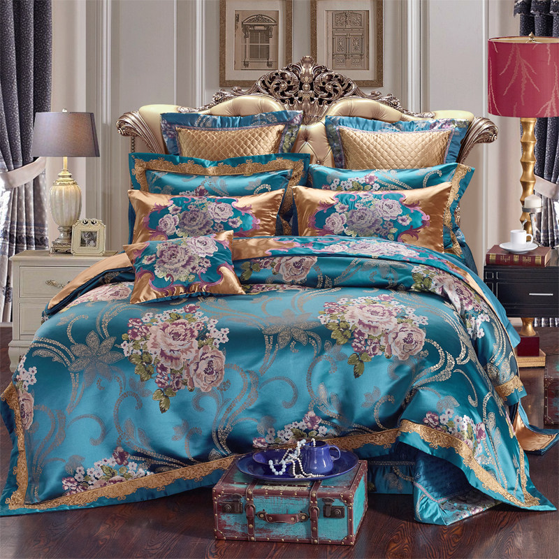 欧美式奢华全棉四件套1.8m双人B床上用品家纺贡缎提花婚庆八十件