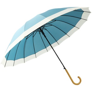 日式拼色木柄16k骨小洋伞复古弯钩长柄伞小女人雨s伞双人情侣伞男