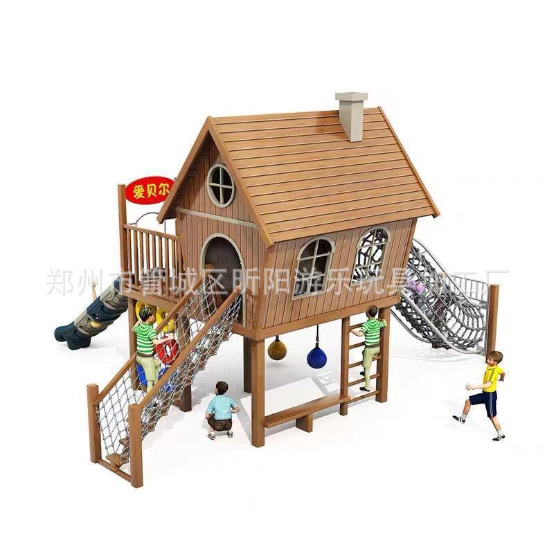 户外大型儿童木质组合滑梯无动力设备幼儿园小区实木攀爬设施定制