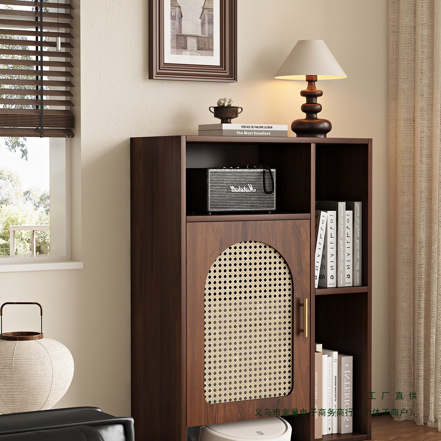 2026黑色扫地机器人收纳柜小户型基站置物架客厅书柜书架家政柜窄