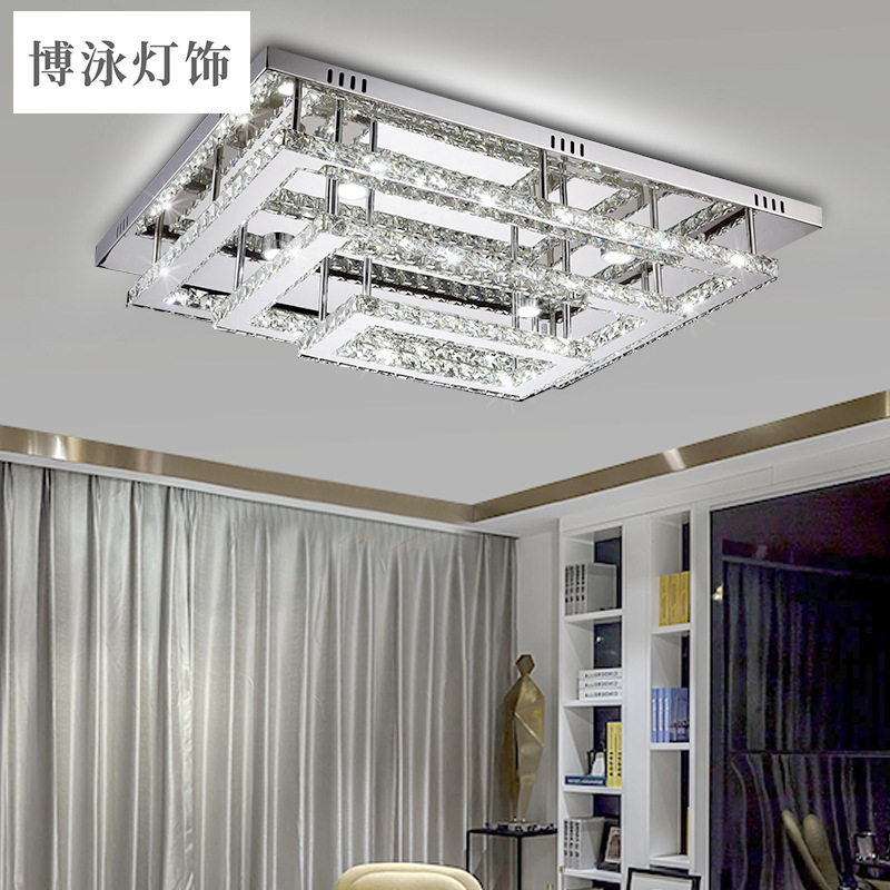 博泳客厅灯简约现代长方形餐厅灯三层led水晶灯大气家用高档