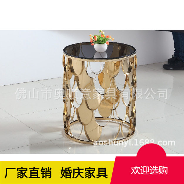 北欧轻奢简约大理石沙发边几