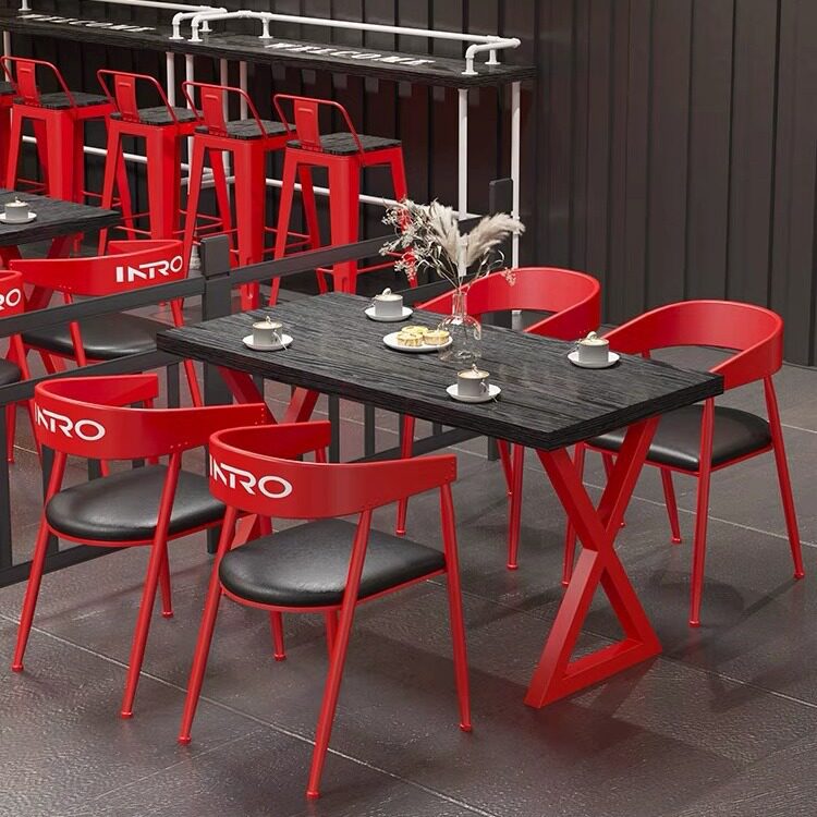 工业风烧烤店桌椅组合卡座酒吧清吧现代商用餐饮铁艺休闲桌椅组合