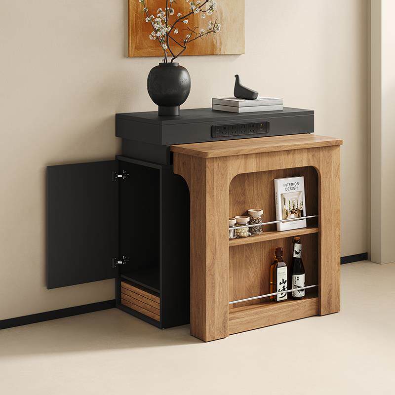 中古风折叠岛台餐桌一体家用餐桌椅2026新款可伸缩饭桌小户型方桌