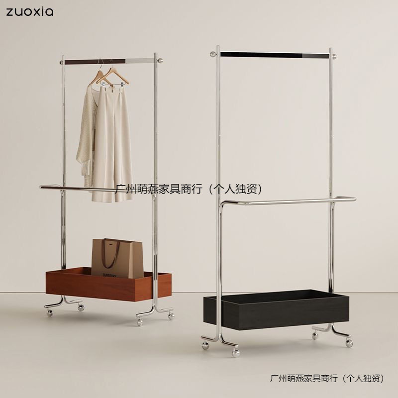 中古落地衣架现代不锈钢挂衣架衣帽架卧室移动服装收纳置物衣帽架