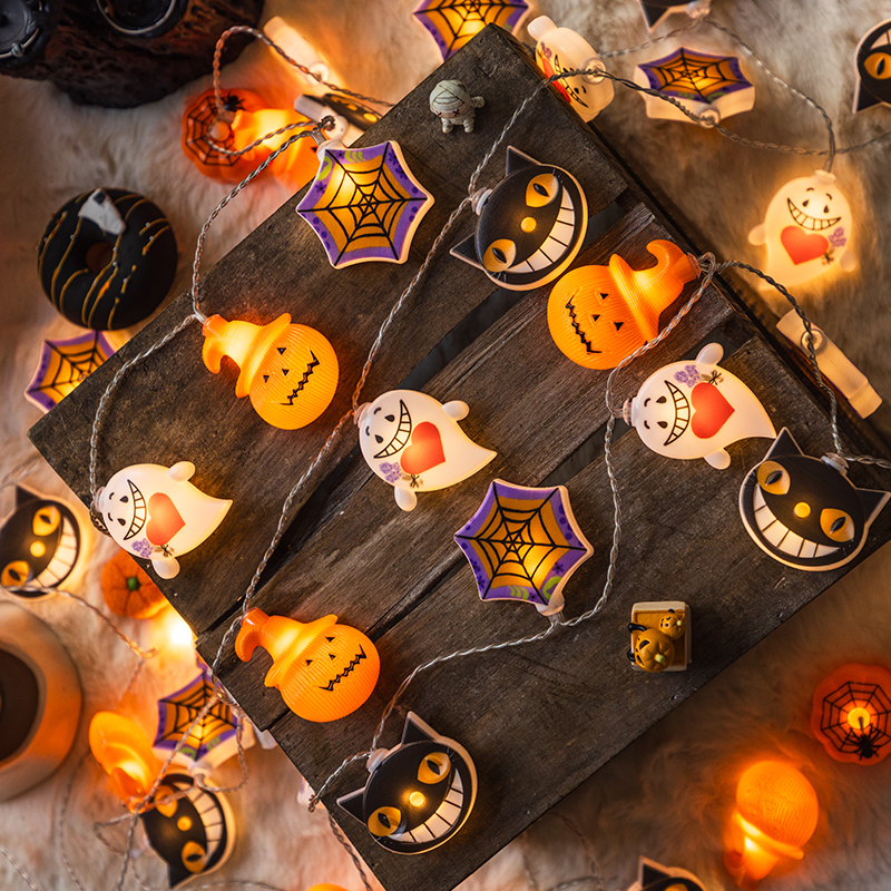 速发圣节装饰品黑猫幽景场光灯串南瓜灯幼儿园橱窗装扮发灵布置道