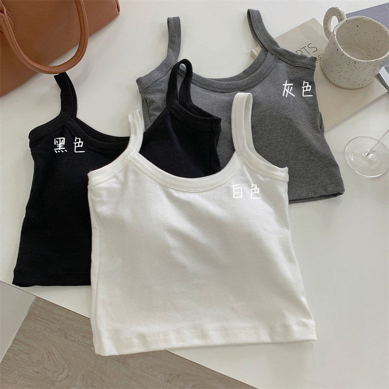 速发灰色健身背心小吊带夏甜辣风短款带胸垫遮副乳抹胸美背运动上