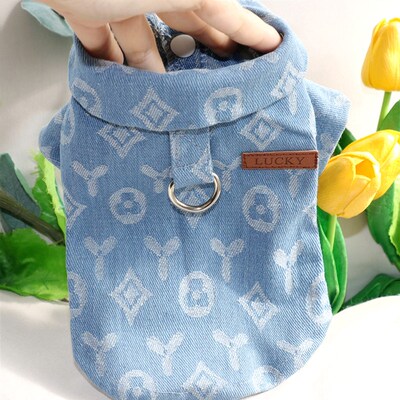 速发牛仔衣服可迪比小博美约克夏雪纳瑞熊型犬泰牵引夹克衣