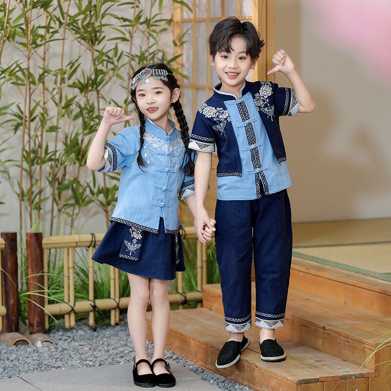速发男小童2024小学生合唱表演服三月三广西壮族民族服装中国风班