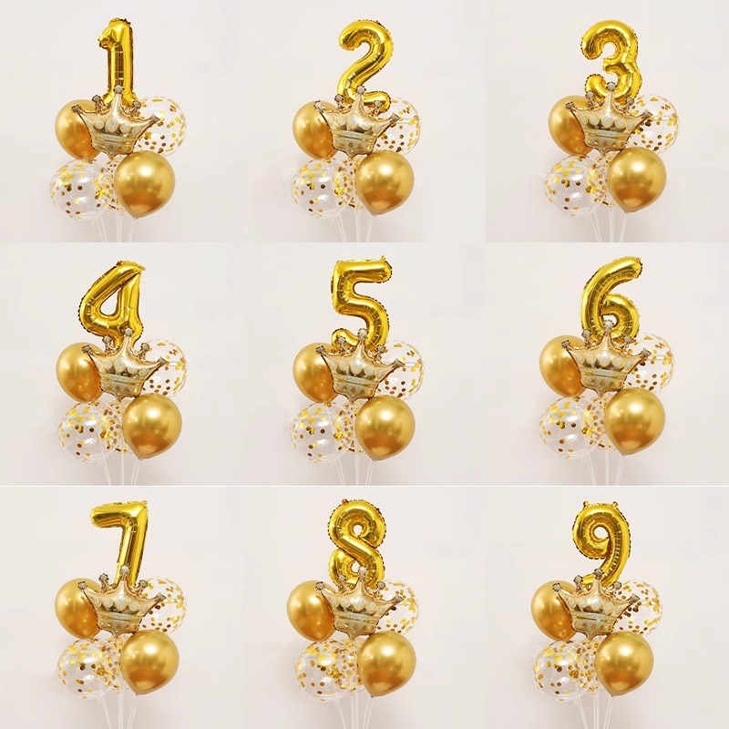 速发生日桌字气球数飘立柱景童男孩宝宝周岁派对装饰场景布置背儿