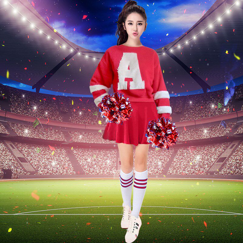 速发啦啦队啦啦操服装足球宝贝成人健美操团体舞台装演出服长袖短