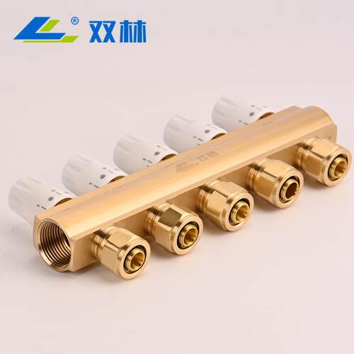 集水器地热家用地大暖分水器精装家1006-B用流量全铜一体锻压手动