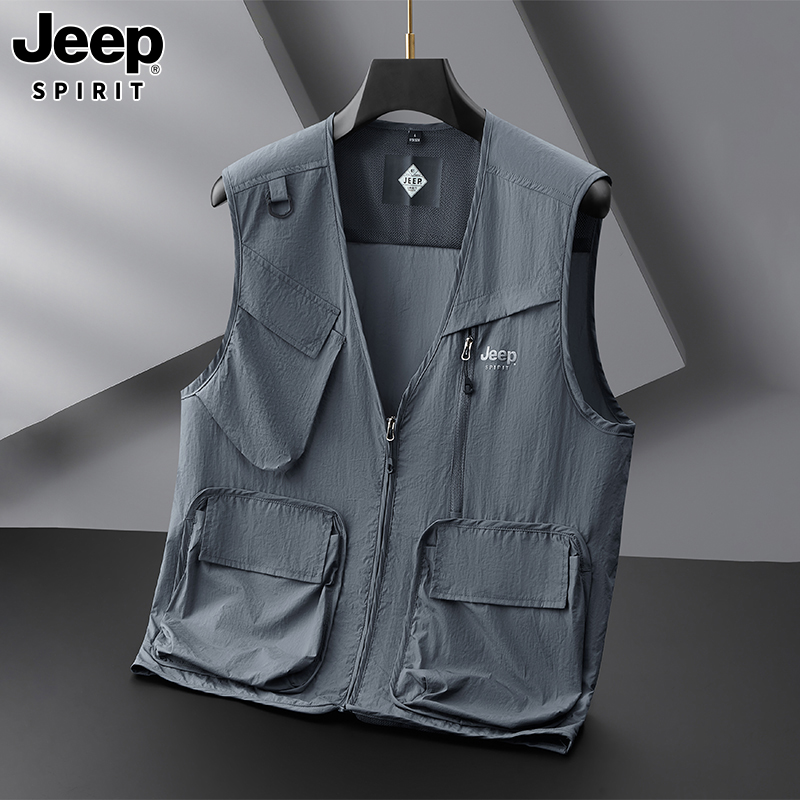 JEEP吉普多口袋男士V领马甲