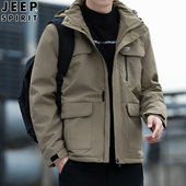 棉服外套2025新款 JEEP吉普冬季 男士 加绒加厚多口袋防寒保暖棉衣男