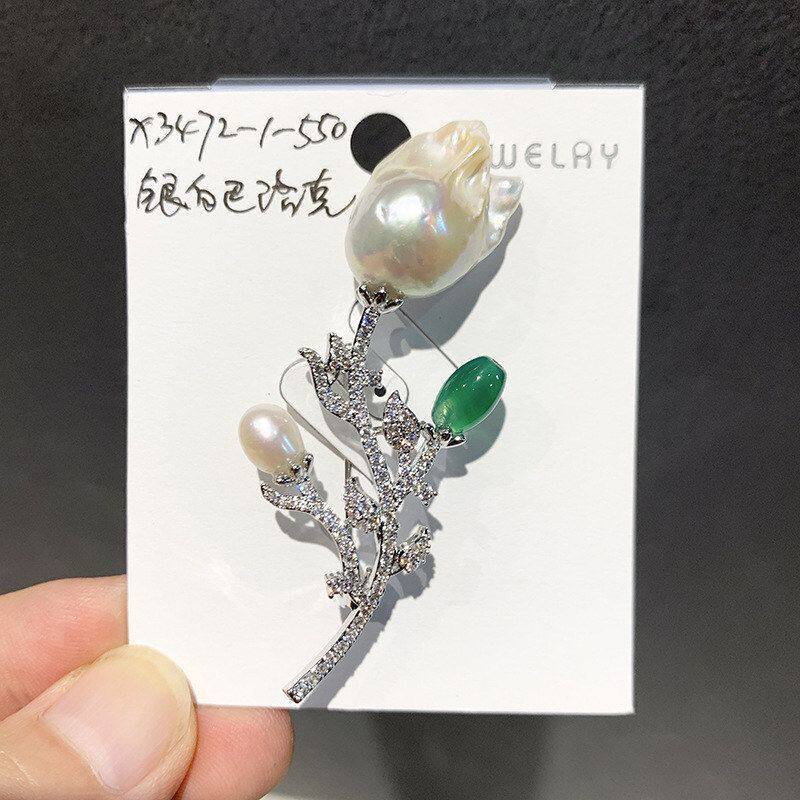 灵心造 玫瑰庄园 秋冬新款重工巴洛克淡水珍珠玫瑰花胸针妈妈礼物