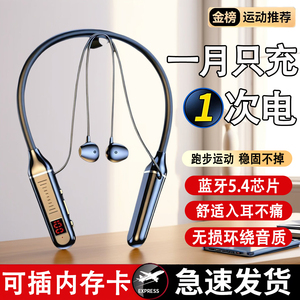挂脖式蓝牙耳机2026新款无线通话耳机超长续航跑步降噪骑行耳机塞