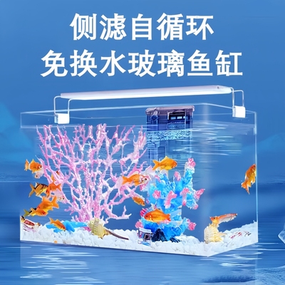 小型透明玻璃一体办公桌氧气鱼缸