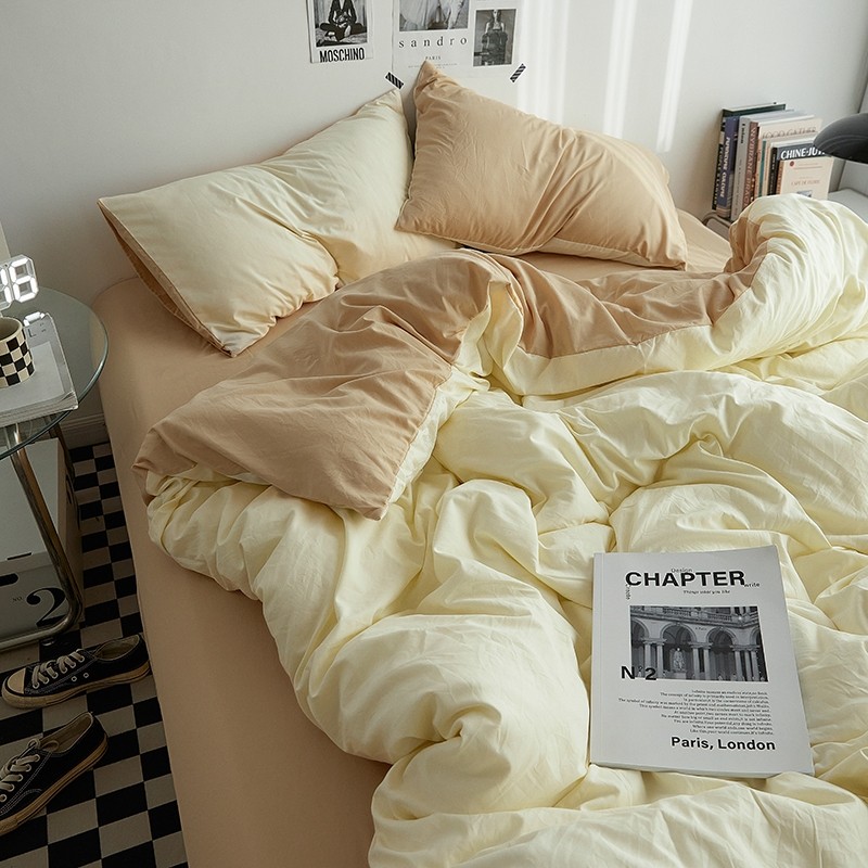 日系ins风亲肤水洗棉床单四件套被套双面可用学生宿舍三件套4床笠,床上用品,床品套件/四件套/多件套,淘宝优惠券,粉丝福利购,淘宝优惠卷