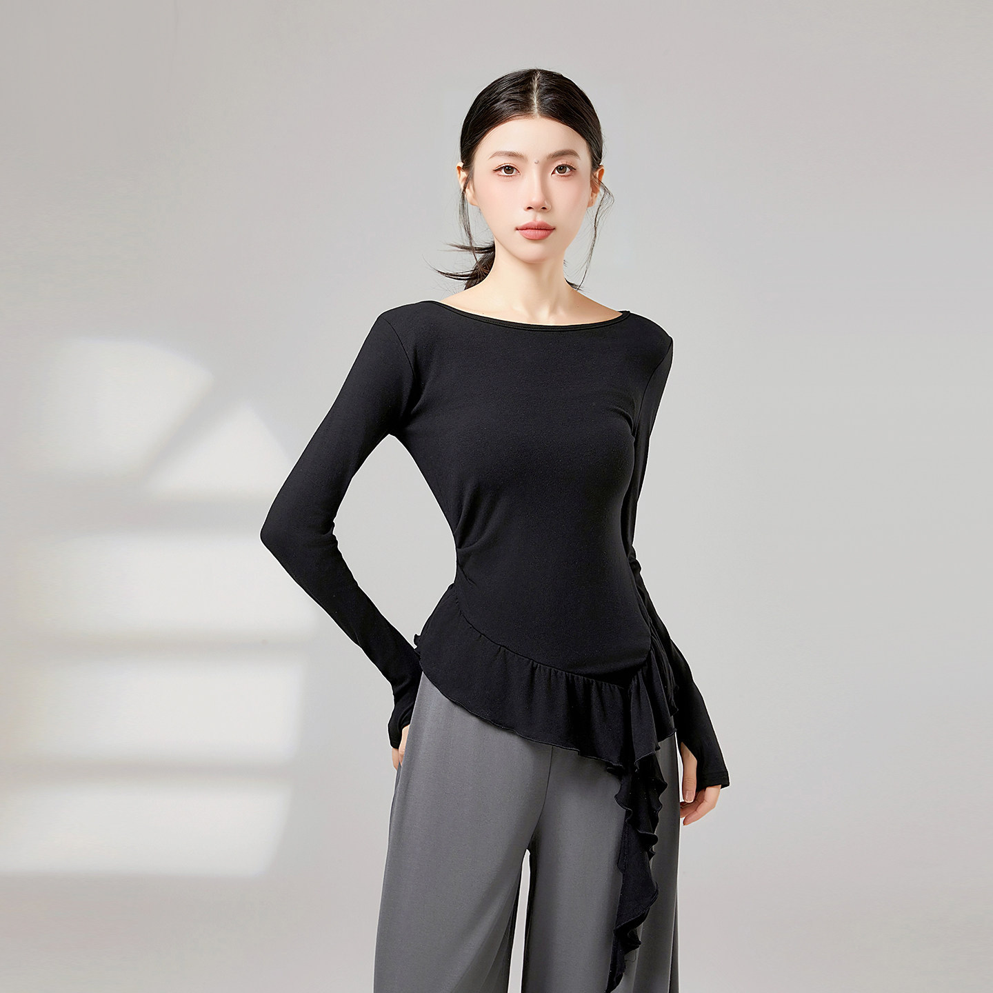 现代舞蹈服2026春夏新款古典舞练功服艺考形体服长袖黑色舞蹈上衣,运动/瑜伽/健身/球迷用品,现代舞服装,淘宝优惠券,粉丝福利购,淘宝优惠卷