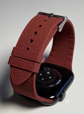 iwatchs11苹果手表带透气荔枝纹硅胶applewatch910代男ultra3运动