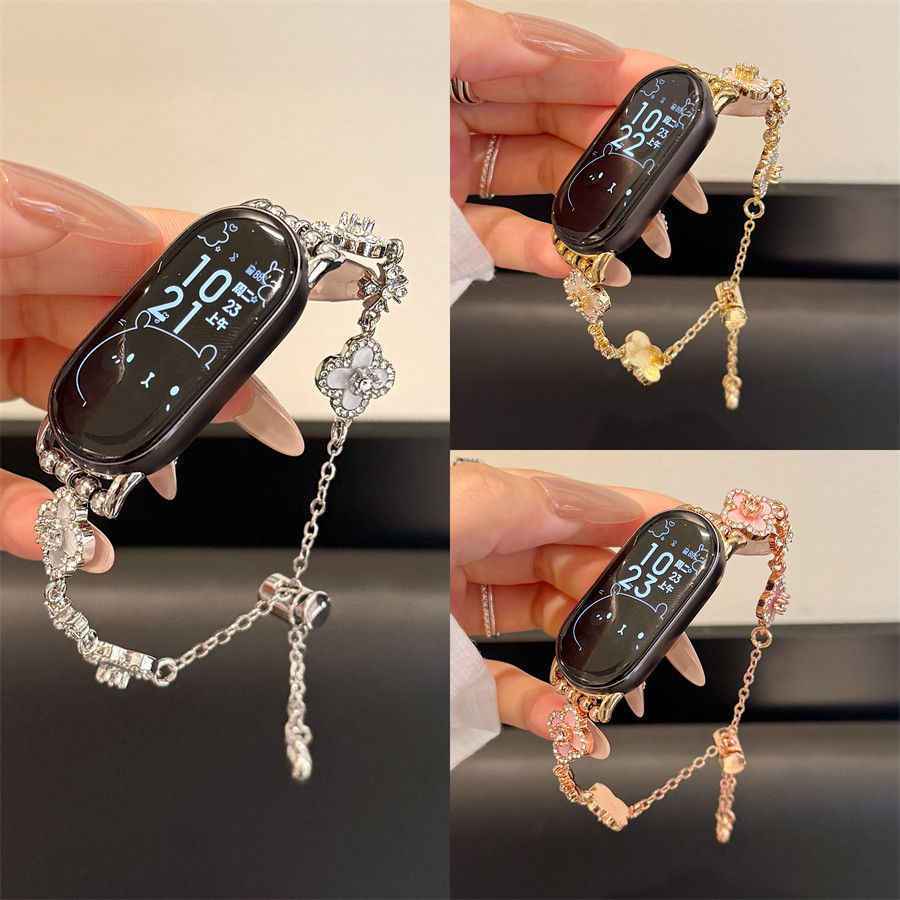 闪钻四叶草金感表带适用于小米手环10华为10小米10/9nfc陶瓷版