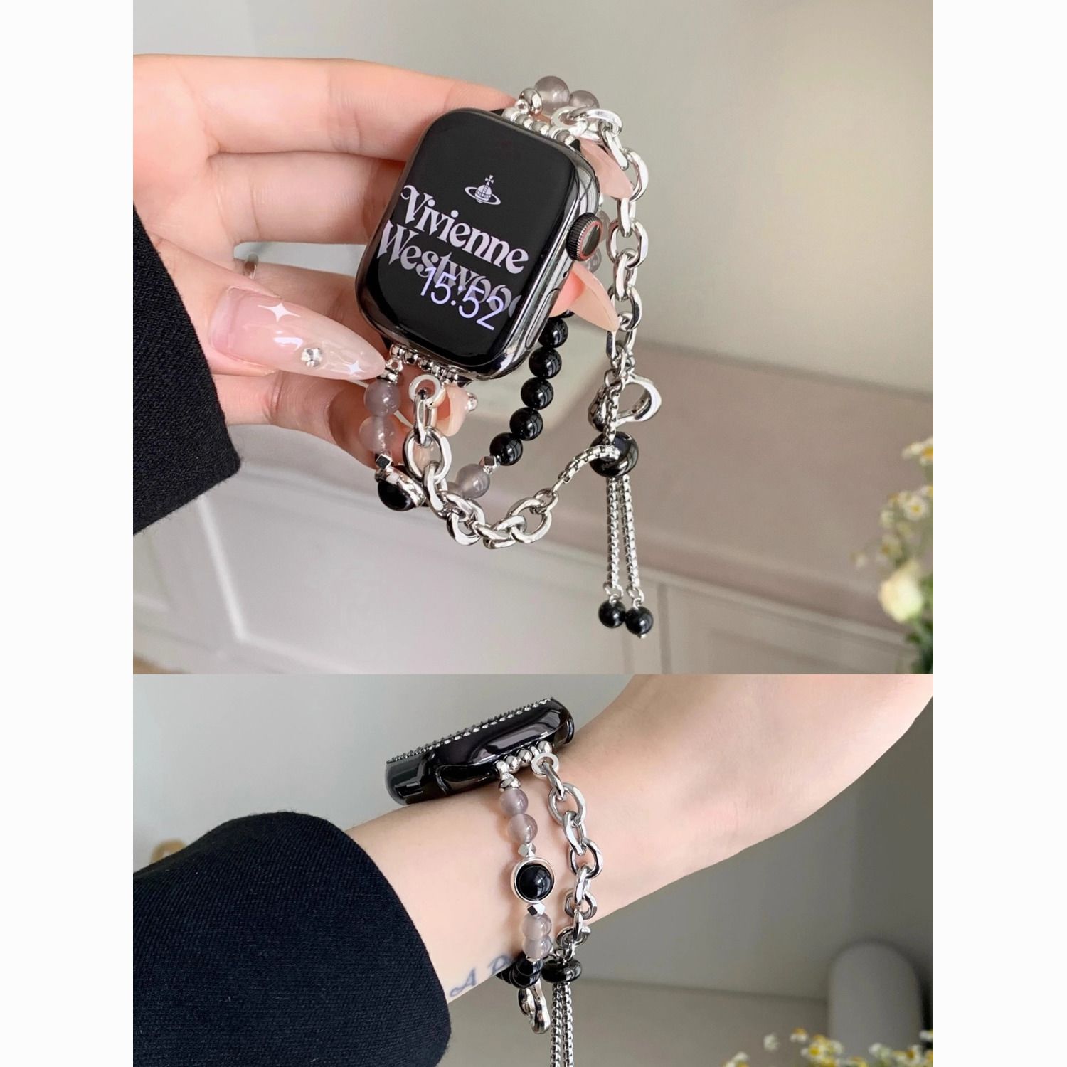 适用华为watchfit3表带夏天fit2手腕带金属fit1小香风珍珠表链女