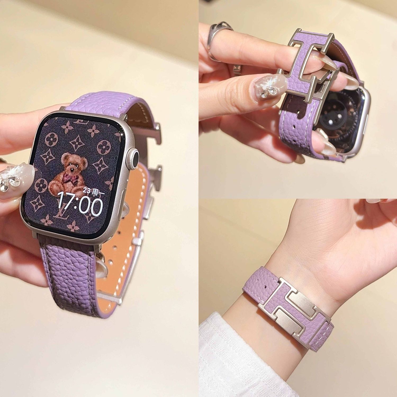 ins荔枝适于OPPO X2MINI表带4Pro3/se高级watch2皮质柔软百搭男女