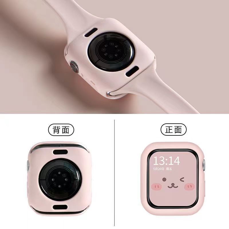 适用iwatchs10糖果硅胶软半包壳苹果S876543亲肤防摔华强北S9通用