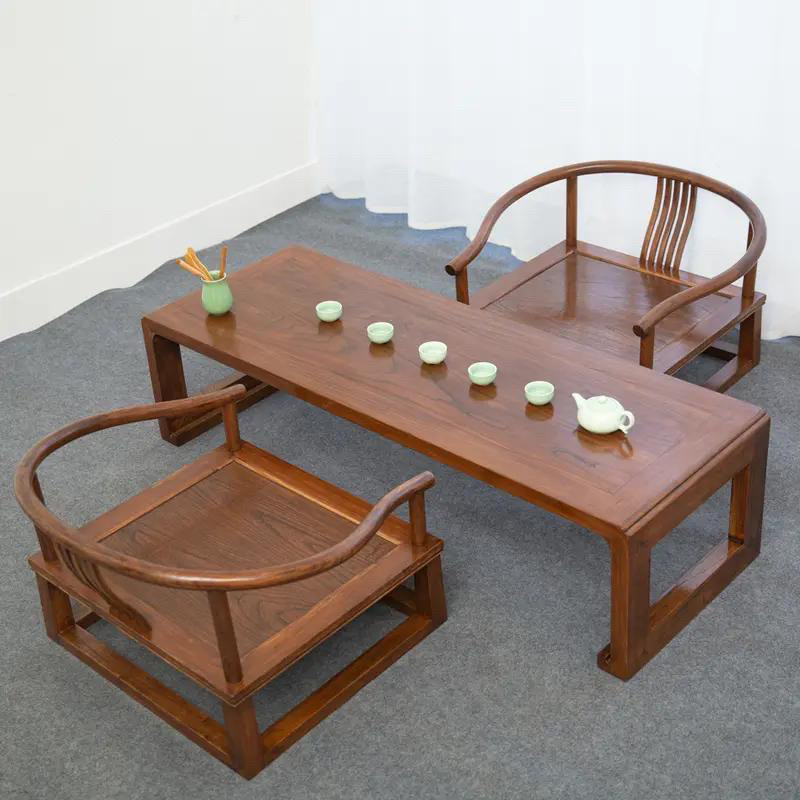 老榆木茶桌椅组合实木中式简约现代阳台小户型家用功夫泡茶台一体