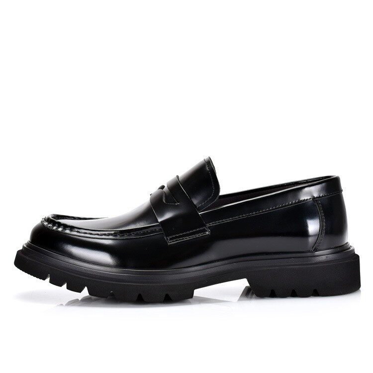 GUFHO古豹男鞋 漆皮亮面真皮乐福鞋男士厚底商务正装休闲皮鞋男