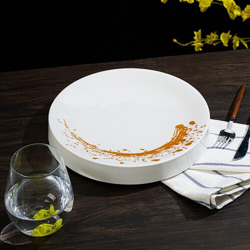 精致圆形意境融合菜托盘酒店餐厅会所冷菜陶瓷盘子西W餐点心摆盘