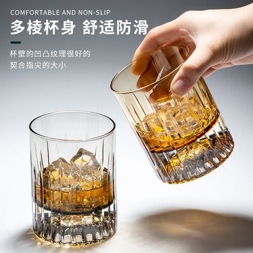 欧式创意水晶玻璃洋酒杯威士忌白兰E地家用啤酒杯轻奢礼物手工雕