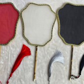 手工DIY法绣空白扇档脸神器拍照道 婚扇 真丝刺绣 红e色空白团扇